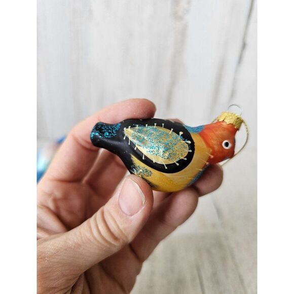 Glass bluebird ornament quail Xmas tree set lot unique - Picture 9 of 15